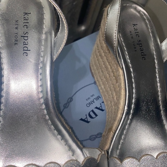 Kate Spade Silver Sandals Wedges - Picture 2 of 6